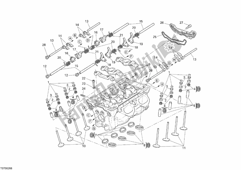 Tutte le parti per il Testata Verticale del Ducati Desmosedici RR 1000 2008